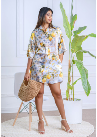 LOLA PRINTED BAGGY SHIRT DRESS